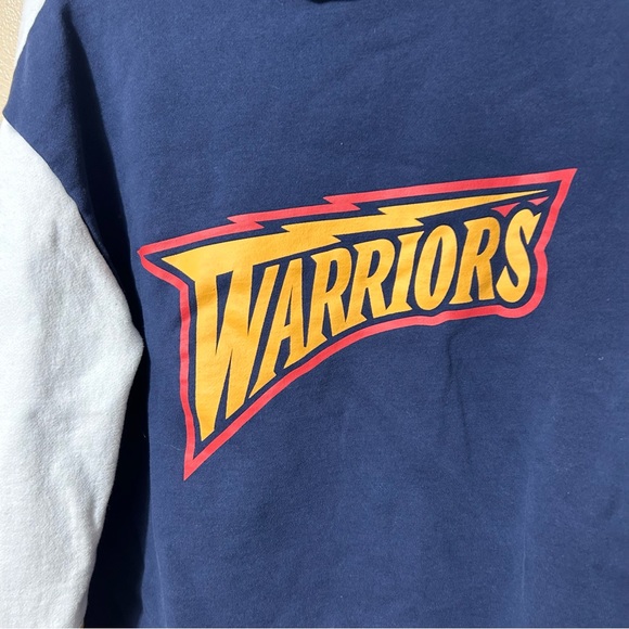 Golden State Warriors Mitchell And Ness Hardwood Classics Pullover Hoodie Navy - Picture 6 of 10